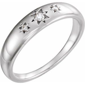14K White Gold 0.05 CTW Natural Diamond Star Ring (Style 123182)