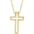 14K Yellow Open Cross 16-18" Necklace