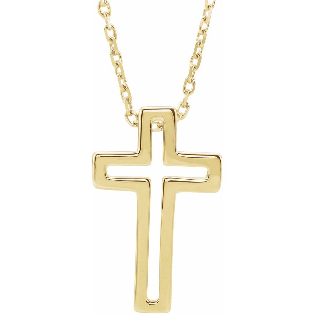 14K Yellow Open Cross 16-18" Necklace
