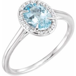 Natural Aquamarine And .04 CTW Natural Diamond Ring (Style 71634)