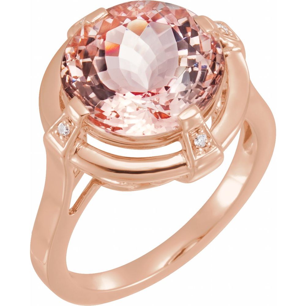 Checkerboard Natural Pink Morganite & .02 CTW Natural Diamond Ring (Style 68161)