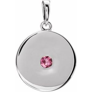 Natural Pink Tourmaline Disc Pendant (Style 86514)