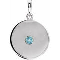 Natural Blue Zircon Disc Pendant (Style 86514)
