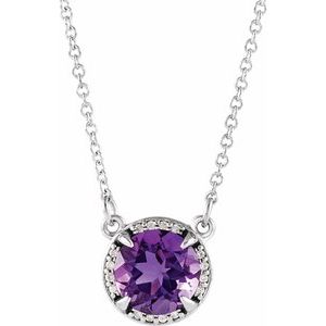 Natural Amethyst And Natural Diamond Necklace (Style 85905)