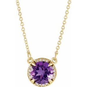 Natural Amethyst And Natural Diamond Necklace (Style 85905)