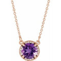 Natural Amethyst And Natural Diamond Necklace (Style 85905)