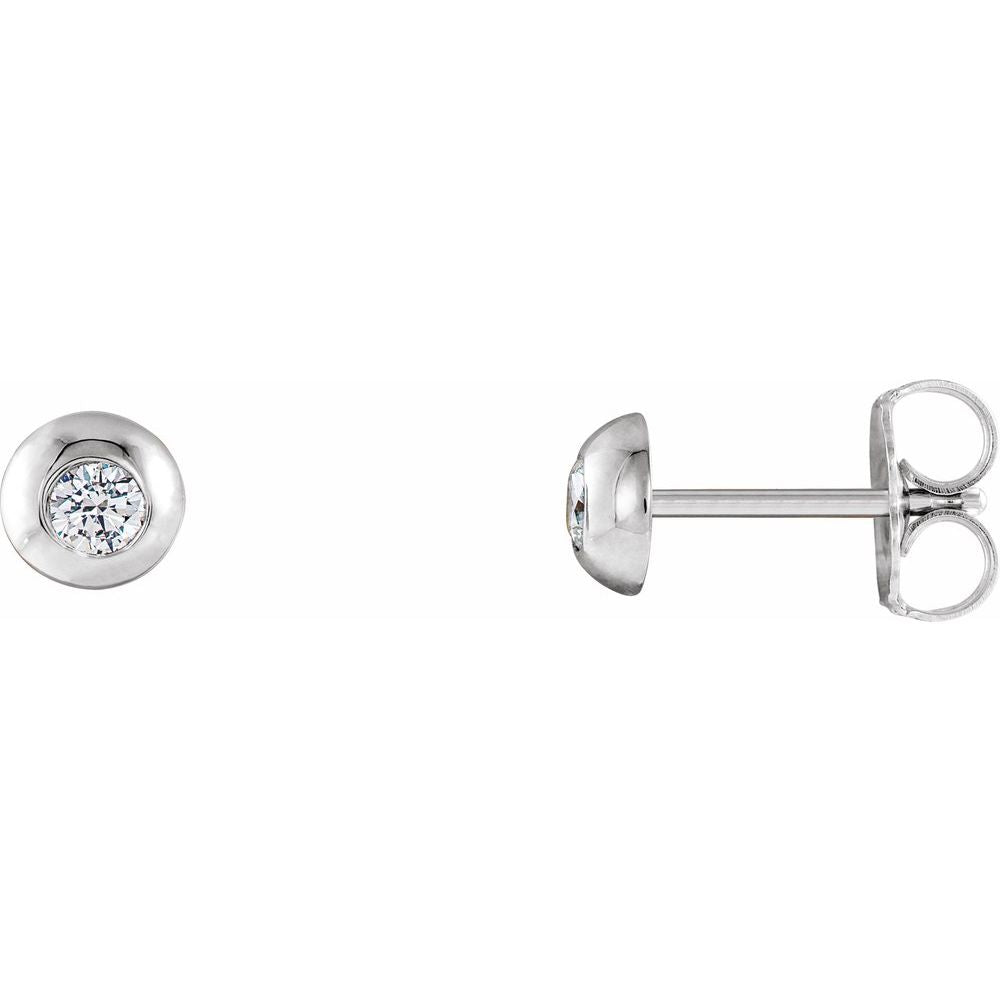 14K White Gold 1/8 CTW Natural Diamond Domed Stud Earring