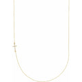 14K Yellow Gold .04 CTW Natural Diamond Off-Center Sideways Cross 16" Necklace