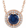 Natural Blue Sapphire And .05 Ctw Natural Diamond Necklace (Style 86066)