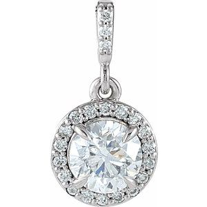 9/10 Ctw Natural Diamond Halo-Style Pendant (Style 86679)