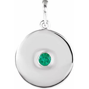 Natural Emerald Disc Pendant (Style 86514)