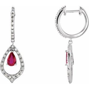 Natural Ruby And 1/4 Ctw Natural Diamond Earrings (Style 65949)
