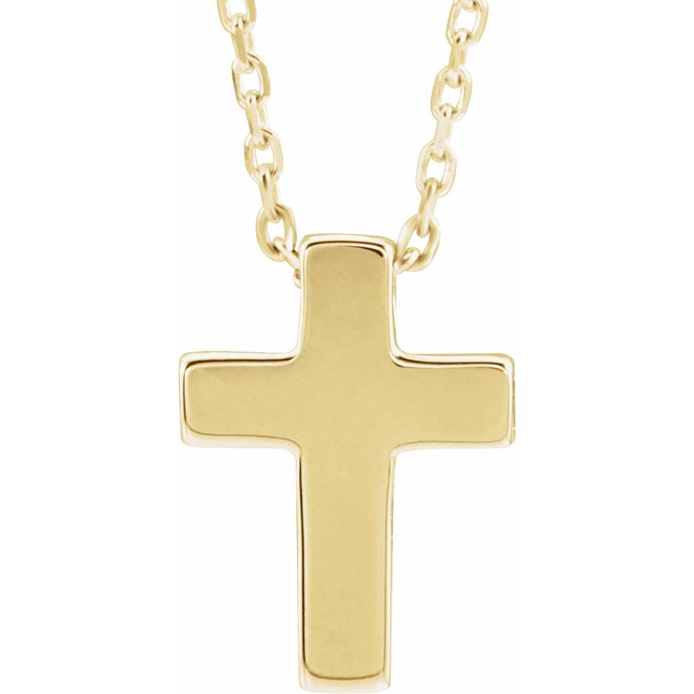 14K Yellow Petite Cross 16-18" Necklace
