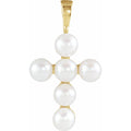 Believer 14K Yellow Gold Cultured White Freshwater Pearl Cross Pendant