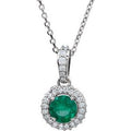 Natural Emerald And 1/5 Ctw Natural Diamond Necklace (Style 68601)