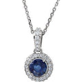 Natural Sapphire And 1/5 Ctw Natural Diamond Necklace (Style 68601)