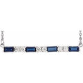 Natural Blue Sapphire And 1/6 Ctw Natural Diamond Bar Necklace (Style 86790)