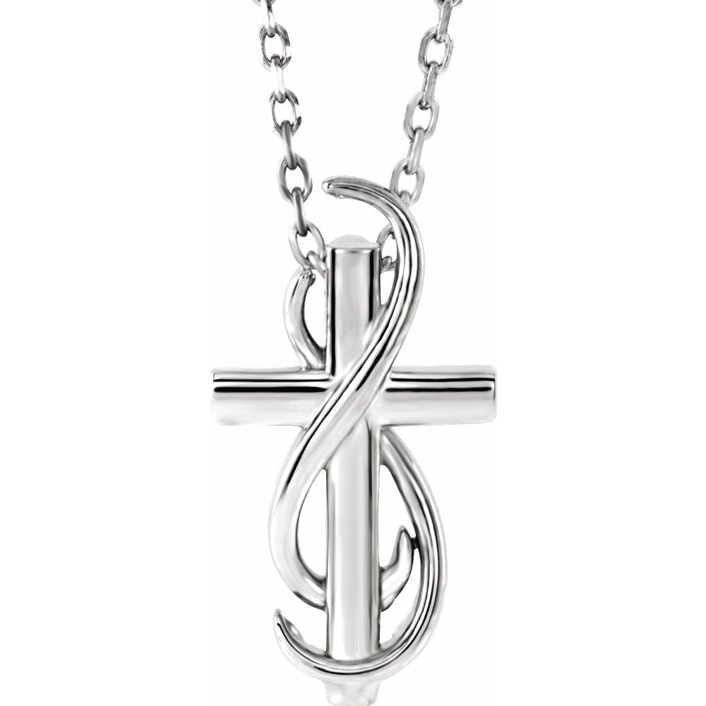 14K White Cross 16-18" Necklace