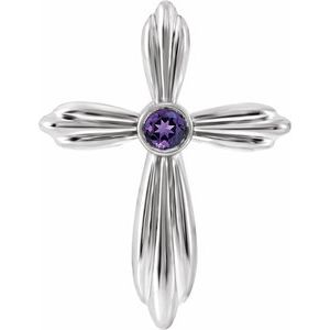 Natural Amethyst Cross Pendant (Style R42369)