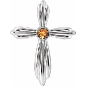 Natural Citrine Cross Pendant (Style R42369)