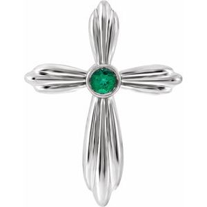 Natural Emerald Cross Pendant (Style R42369)