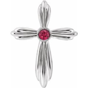 Natural Ruby Cross Pendant (Style R42369)