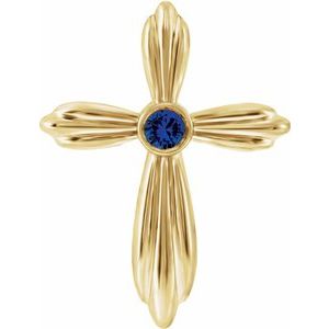 Natural Blue Sapphire Cross Pendant (Style R42369)
