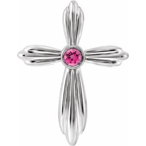 Natural Pink Tourmaline Cross Pendant (Style R42369)