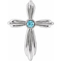 Natural Blue Zircon Cross Pendant (Style R42369)