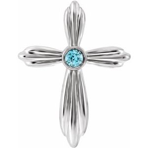 Natural Blue Zircon Cross Pendant (Style R42369)