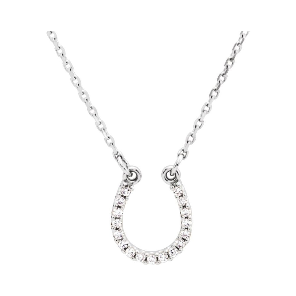 14K White Gold .07 CTW Natural Diamond Horseshoe 16" Necklace