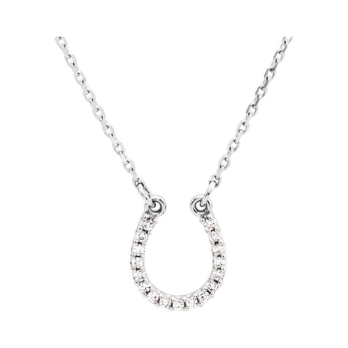 14K White Gold .07 CTW Natural Diamond Horseshoe 16" Necklace