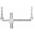 1/10 Ctw Natural Diamond Sideways Cross Adjustable Necklace (Style R42356)