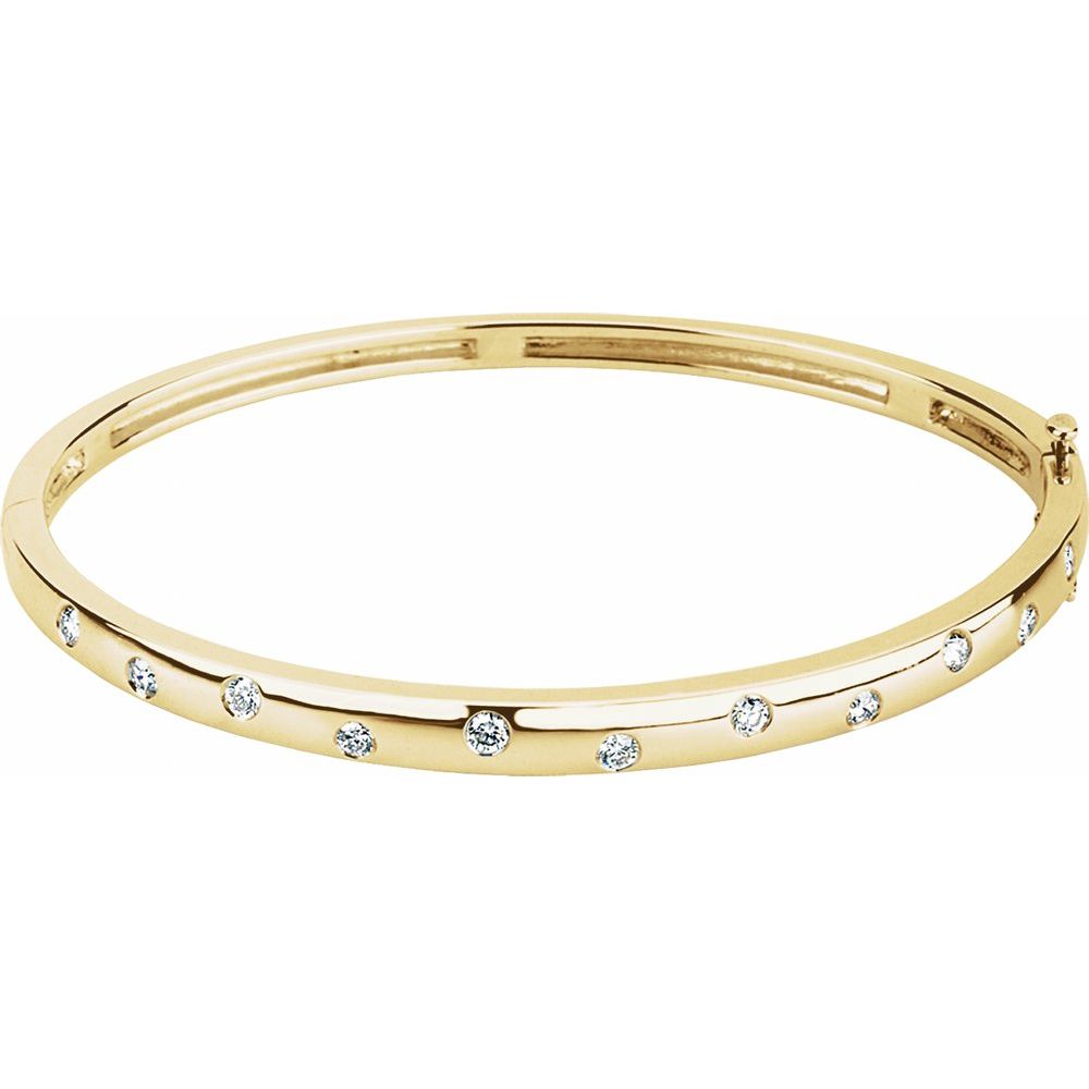 14K Yellow 1/2 CTW Natural Diamond Bangle 6 3/4" Bracelet