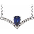 Natural Blue Sapphire And .06 Ctw Natural Diamond Necklace (Style 86814)