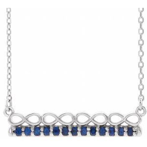 Natural Blue Sapphire Bar Necklace (Style 86823)