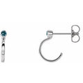 Natural Aquamarine J-Hoop Earrings (Style 86776)