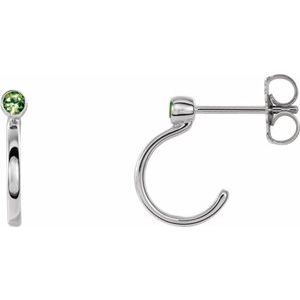 Natural Peridot J-Hoop Earrings (Style 86776)