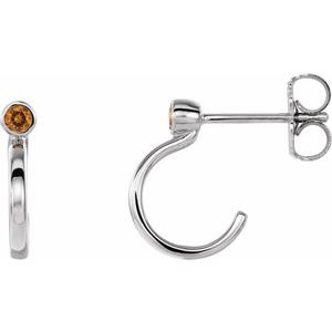 Natural Citrine J-Hoop Earrings (Style 86776)