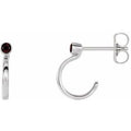Natural Mozambique Garnet J-Hoop Earrings (Style 86776)