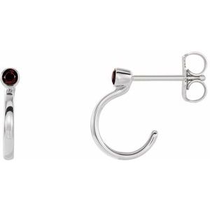 Natural Mozambique Garnet J-Hoop Earrings (Style 86776)