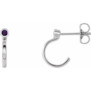 Natural Amethyst J-Hoop Earrings (Style 86776)