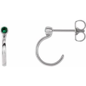 Natural Emerald J-Hoop Earrings (Style 86776)