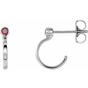 Natural Ruby J-Hoop Earrings (Style 86776)