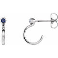 Natural Blue Sapphire J-Hoop Earrings (Style 86776)