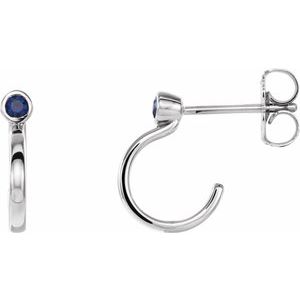 Natural Blue Sapphire J-Hoop Earrings (Style 86776)