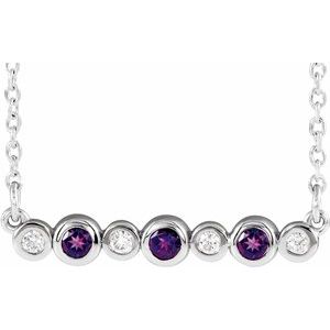 Natural Amethyst And .08 Ctw Natural Diamond Necklace (Style 86706)