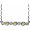 Natural Peridot And .08 Ctw Natural Diamond Necklace (Style 86706)