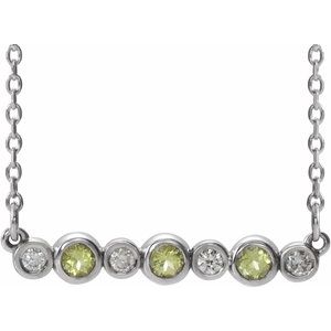 Natural Peridot And .08 Ctw Natural Diamond Necklace (Style 86706)