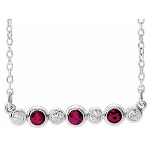 Natural Ruby And .08 Ctw Natural Diamond Necklace (Style 86706)